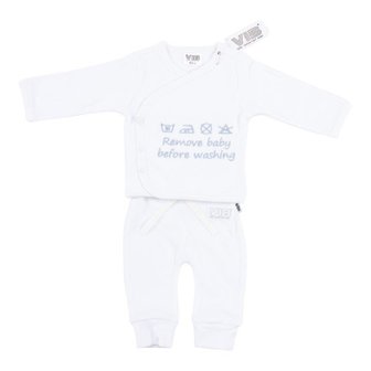 VIB 2-Delige Setje Wit &#039;Remove Baby Before Washing Wit