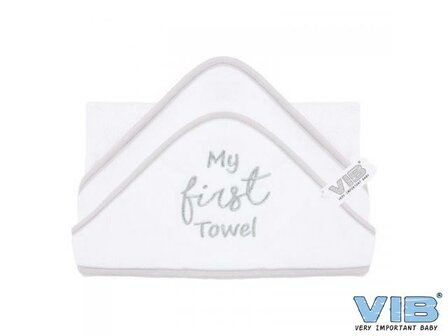 VIB Badcape &quot;My First Towel&quot; wit-zilver