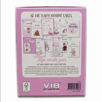 Box met 12 VIB&reg; Baby Moments Cards &#039;Mijn Eerste Jaar&#039; GIRL