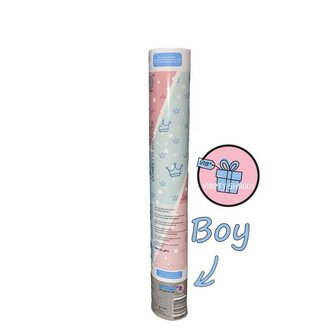 Gender Reveal Confetti Shooter BOY BLUE (blauw cadeautje op handvat)