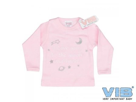 VIB Tshirt I love you to the moon and back roze 6mnd
