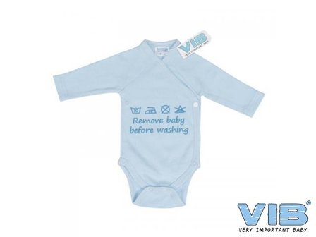 VIB Romper Remove Baby Before Washing Blauw