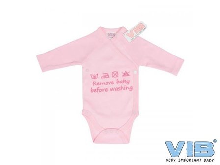 VIB Romper Remove Baby Before Washing Roze