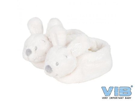 Pluche Konijnenslofjes met konijnenhoofd Wit