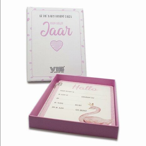 Box met 12 VIB® Baby Moments Cards 'Mijn Eerste Jaar' GIRL