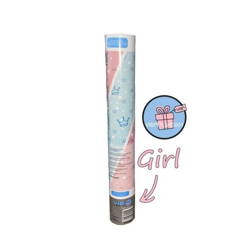 Gender Reveal Confetti Shooter GIRL PINK (roze cadeautje op handvat)