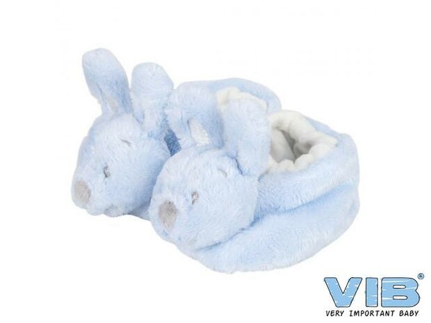 Pluche Konijnenslofjes met konijnenhoofd Blauw